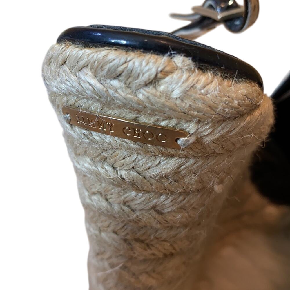 Jimmy Choo Patent Leather Espadrille Wedges 41 - Picture 10 of 13